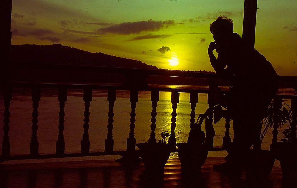 © Martina Miethig, Laos, Mekong, Vat Phou, Boot, Abendstimmung